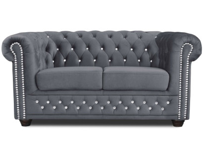 Chesterfield Textile Couch Upholstery 2-seater sofas couches black two-seater new