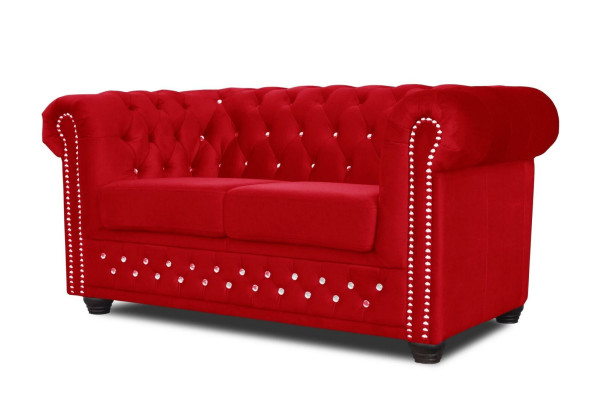 Chesterfield Textile Couch Upholstery 2-Seater Fabric Sofas Couches red Two-seater