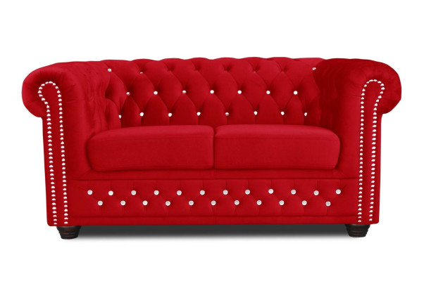Chesterfield Textile Couch Upholstery 2-Seater Fabric Sofas Couches red Two-seater