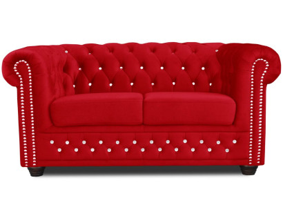 Chesterfield Textile Couch Upholstery 2-Seater Fabric Sofas Couches red Two-seater