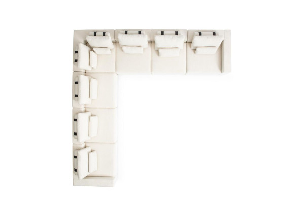 White seating set Corner sofa Textile Sofas Living room Corner suite Modern