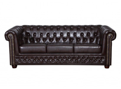 Modern three-seater imitation leather sofa, cozy and elegant Chesterfield