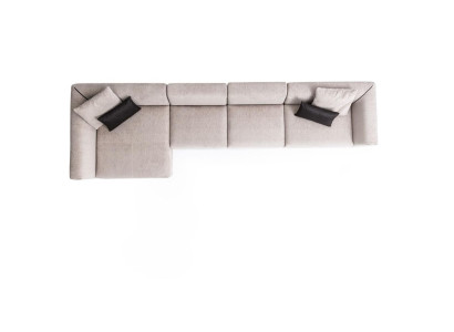 Beige L-shaped Corner sofa Living room Couch Textile Desginer Moderne