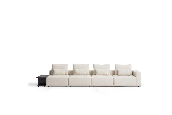 White Five Seater Living room Couch Textile Furniture Modern Sofas Design