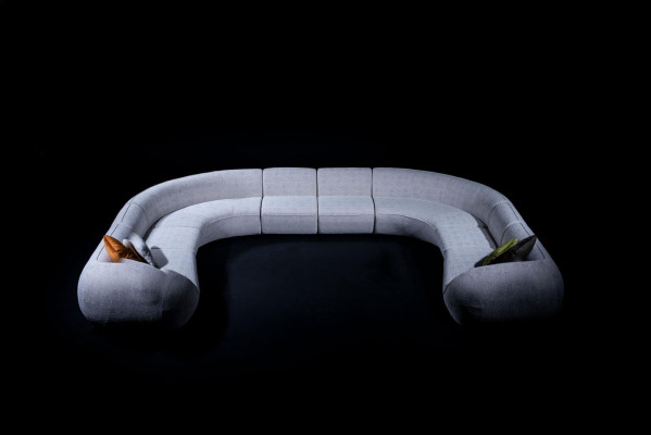 Villas Sofa Corner sofa L-shape Design Upholstered sofa Style Textile Living landscape Gray