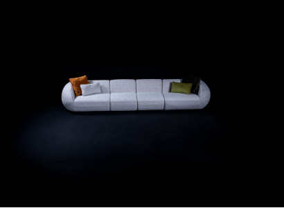 Gray Living landscape six-seater upholstery textile sofa corner lounge modern