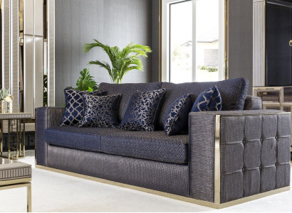 Sofa 3 Seater Blue Living room Design Style Furniture Modern Sofas Elegant new