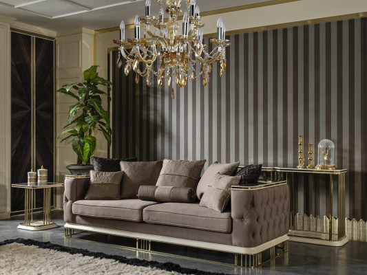 Three Seater Sofa Couch Living room Furniture Luxury Sofas Couches Metal Textile