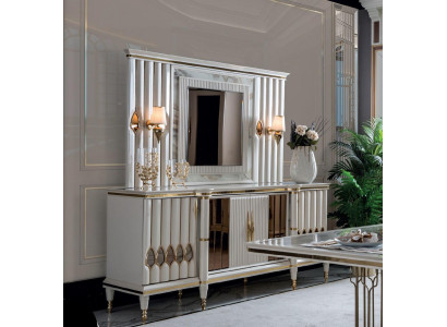 Dining room set white sideboard mirror modern luxury design elegant new 2 pieces.