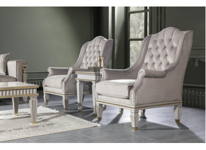 Modern Chesterfield Luxury Furniture – 3 pieces. Set with armchair and side table