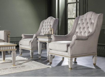 Modern Chesterfield Luxury Furniture – 3 pieces. Set with armchair and side table