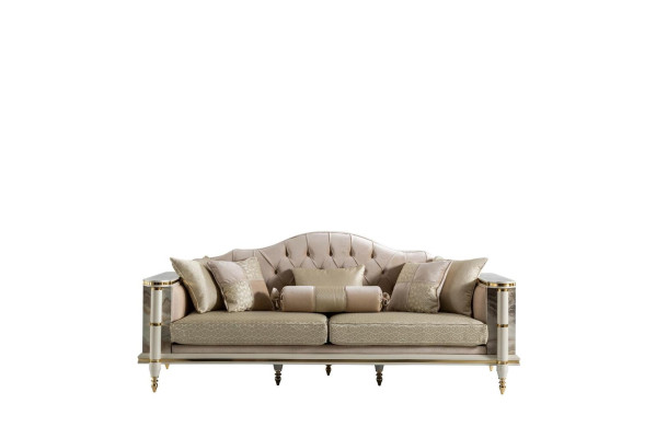 Sofa 3 Seater Beige Furniture Living room Chesterfield Luxury Design new