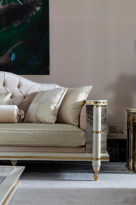 Sofa 3 Seater Beige Furniture Living room Chesterfield Luxury Design new