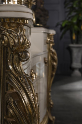 Bedroom Set Beige Chest of drawers Elegant Mirror Modern Luxury Design new 2-piece.