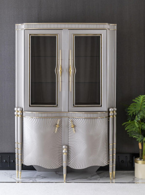 Display case Gray Dining room Wardrobe Shelf Design Elegant Furniture Metal new