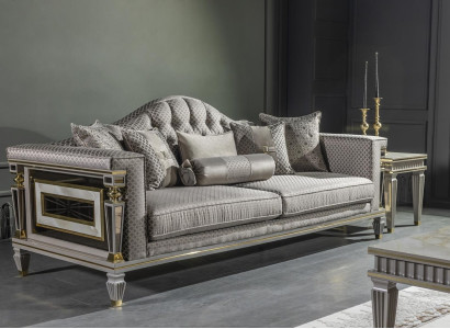 Silver Gray Sofa Couch Three Seater Luxury Furniture xxl couchen big sofas 235cm