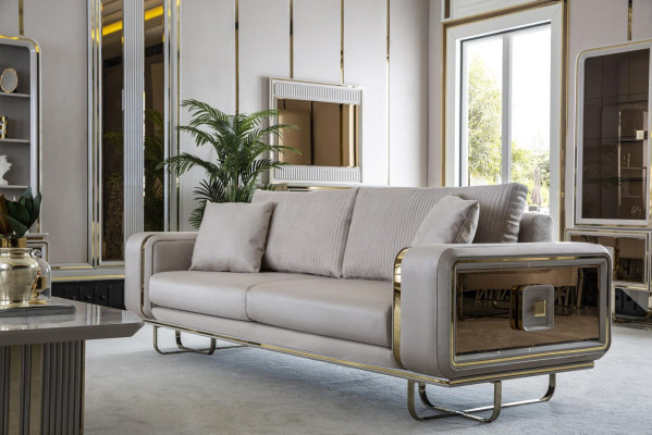 Living room Set White Sofa set 2x Side tables Armchair Coffee table Luxury 6pcs.