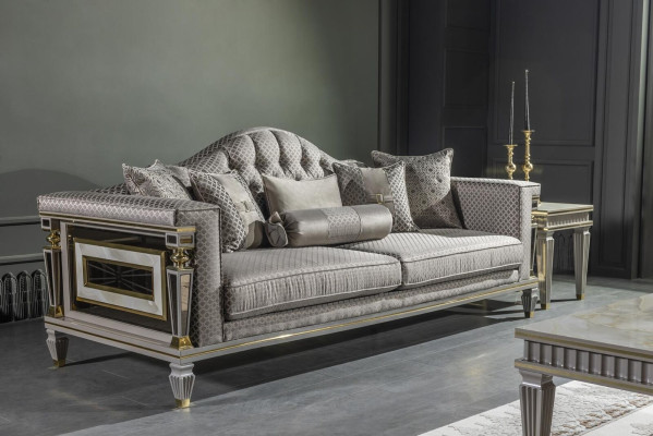 Living room Set Gray Sofa set Elegant Armchair Modern Side table new 3-piece.