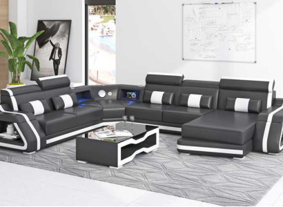 Corner sofa Modern Living landscape Sofa U-shape Big Leather Sofa Brown Sofas