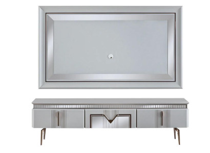 Wall unit Living room Gray Furniture Sideboard TV wall panel panel 2 pieces