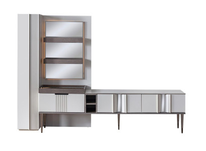 exclusive Wall unit White Color Designer Furniture for Living room LED illuminated