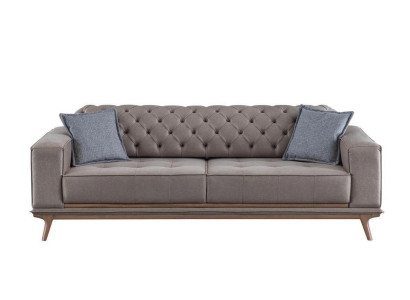 Sofa 4 Seater Design Sofas Upholstery Gray Textile Relax Seat Furniture Modern