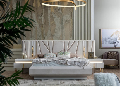 Bedroom Set Luxury Complete's Bed +2x Bedside tables 3-piece. Modern set