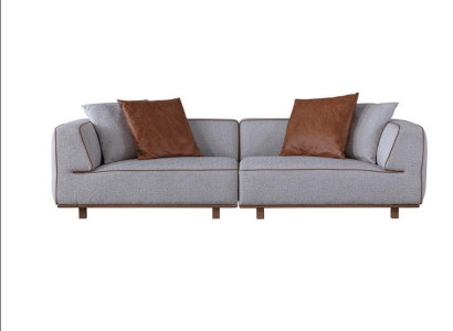 Sofa 4 Seater Design Sofas Upholstery Gray Textile Relax Seat Furniture 272cm xl