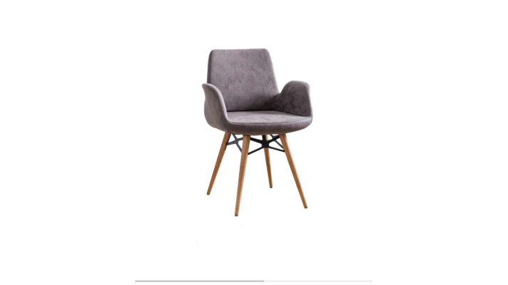 Dining room chair Kitchen chair Group Chairs with Armrests 4pcs Gray Fabric