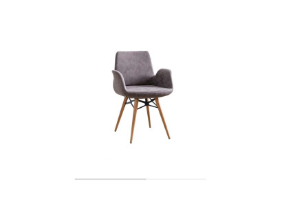 Dining room chair Kitchen chair Group Chairs with Armrests 4pcs Gray Fabric