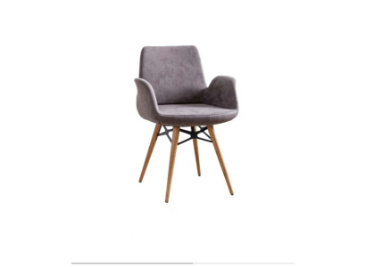Dining room chair Kitchen chair Group Chairs with Armrests 4pcs Gray Fabric