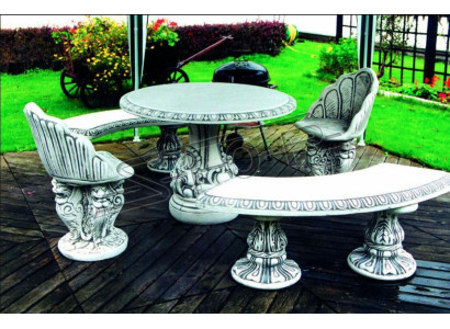 Antique Style Stone Armchair Stool Chair Garden Terrace Elegant Design Throne