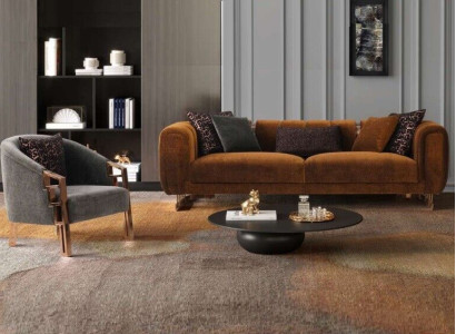 Couch set three-seater armchair brown fabric sofa set complete e sofa