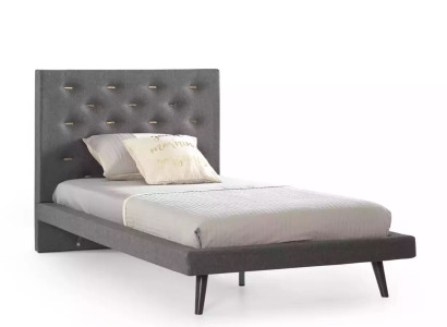 Bed 100 cm Bed frame e Bed frame Childrens bed Youth bed Fabric Gray