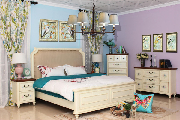 Bed 2x Bedside table 3 pcs. Bedroom Set Design Modern Luxury Classic Group