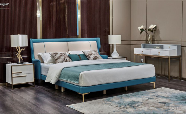 Bed Classic Upholstered bed Luxury Double Bedroom Design Bed Beds