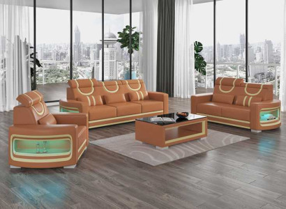 Sofa set luxury complete e sofa set brown imitation leather sofa 321