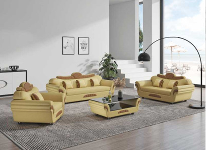 Couch set sofa set leather sofas sofa complete e 3-piece sofas brown