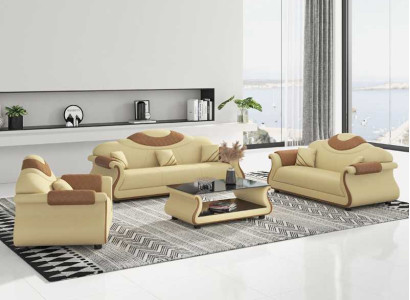 Complete e couch set sofa set 3-piece sofas leather sofas sofa brown