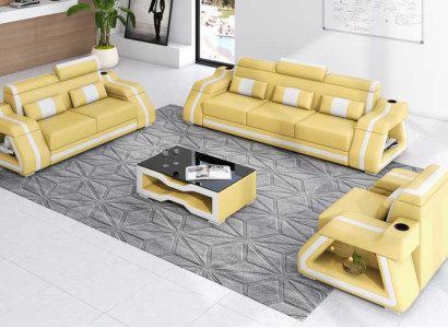 Leather sofas Complete e couch set sofa set sofa 3-piece sofas yellow