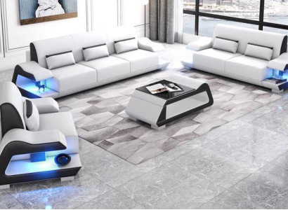 Couch set Sofa set Leather sofas Sofa Complete e 3-piece White Set 3+2+1