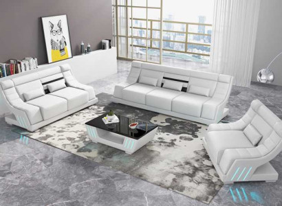 Sofa set Luxury Complete e Couch set White Imitation leather Sofa 321