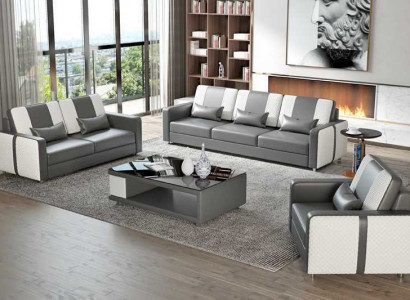 Complete e Sofa sofa set luxury sofa set gray imitation leather 321