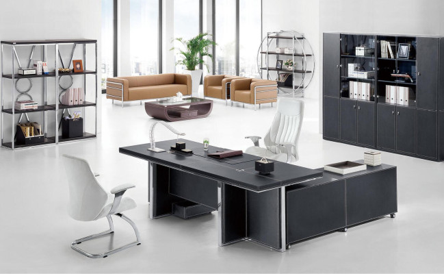 Office Desk + Shelf Wardrobe 2 pcs. Set Filing cabinet Furniture Furnishings