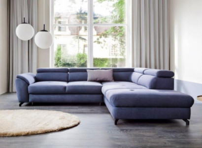 Design Sofa Corner suite Corner sofa L-shape fabric sofa Couch Blue Upholstery