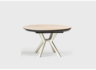 Modern Kitchen Table Dining room table Extendable Round Wood Beige Table