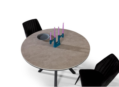 Round Dining table Extendable Dining room table Kitchen table Wood Gray Tables