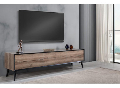 TV Stand TV-cabinet Lowboard Living room Modern Brown Wood Sideboard Table