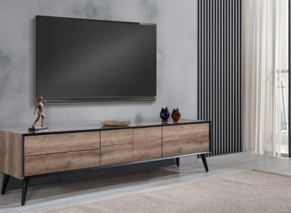 TV Stand TV-cabinet Lowboard Living room Modern Brown Wood Sideboard Table