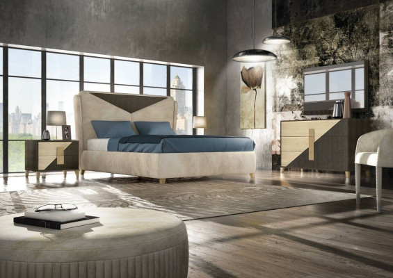 Bedroom 3 pcs. Set Bed 2x Beds Bedside table Console Double Hotel